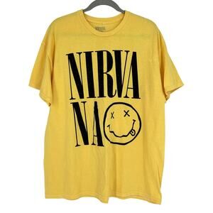 Nirvana Nevermind Smiley Grunge Tee Yellow XL Official Merch
